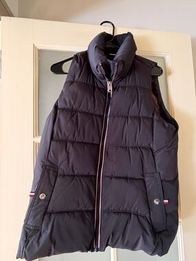 Black Quilted Puffer Vest with Trim
